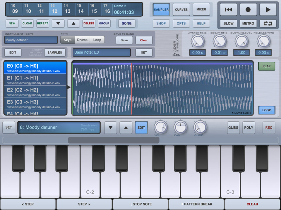 iSequence音乐创作iPad应用程序界面设计，来源自黄蜂网https://woofeng.cn/ipad/