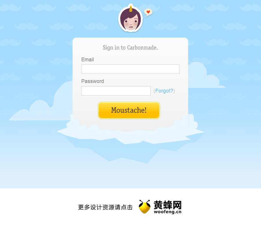 Carbonmade网站登录界面设计，来源自黄蜂网https://woofeng.cn/webcut/