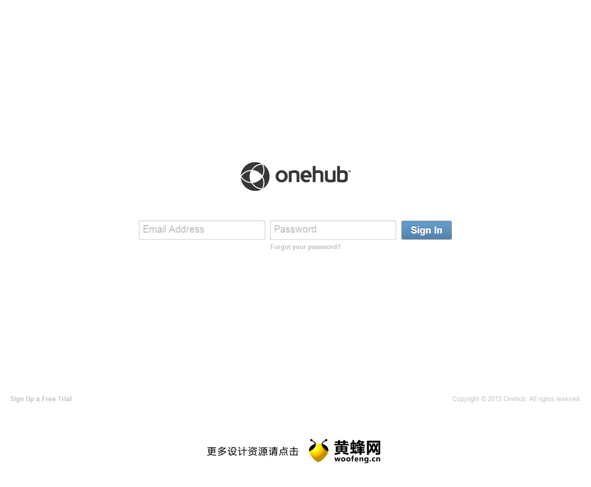Onehub网站登录界面设计，来源自黄蜂网https://woofeng.cn/webcut/