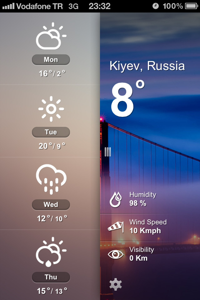 WeatherFine天气应用手机界面设计，来源自黄蜂网https://woofeng.cn/mobile/