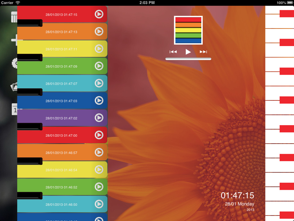 钢琴日记iPad应用程序界面设计，来源自黄蜂网https://woofeng.cn/ipad/