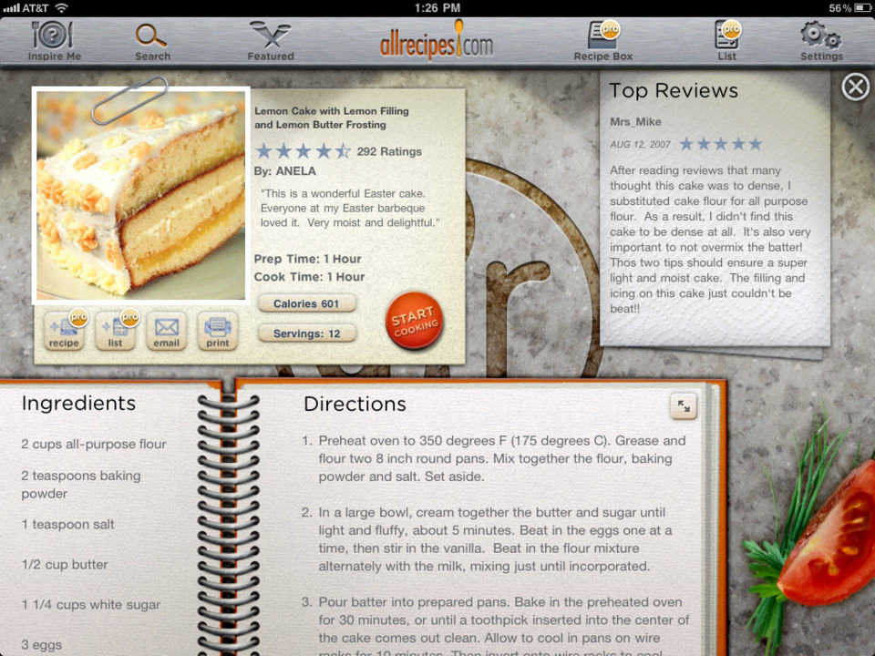 Allrecipes你的厨房灵感iPad应用界面设计，来源自黄蜂网https://woofeng.cn/ipad/