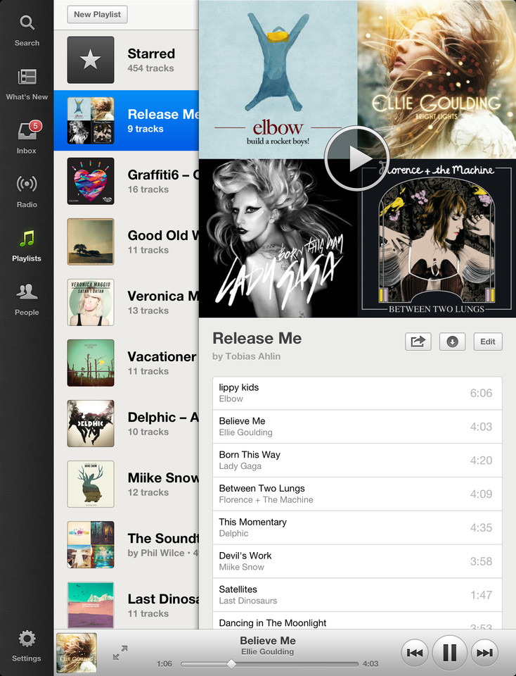 Spotify iPad音乐应用界面设计，来源自黄蜂网https://woofeng.cn/ipad/