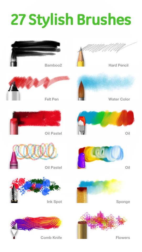 LINE Brush手机作画涂鸦应用程序界面设计，来源自黄蜂网https://woofeng.cn/mobile/