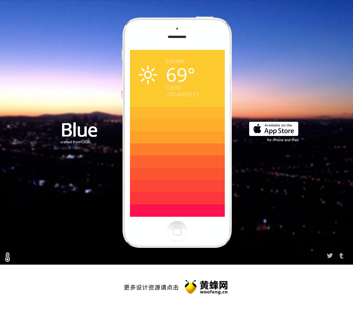Blue最小的天气应用程序网站，来源自黄蜂网https://woofeng.cn/web/