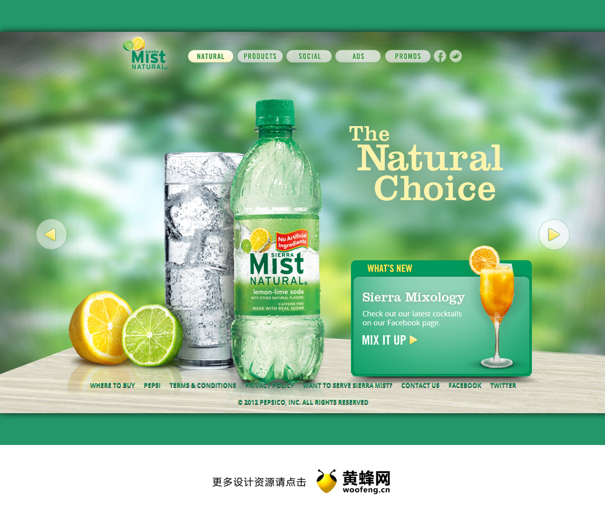 Sierra Mist Natural饮料网站，来源自黄蜂网https://woofeng.cn/web/