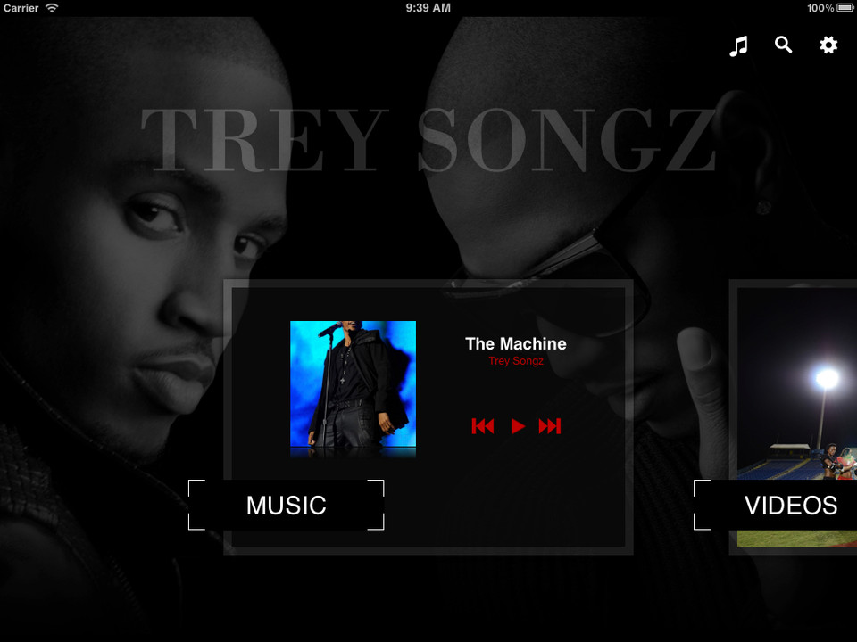 Trey Songz iPad音乐应用界面设计，来源自黄蜂网https://woofeng.cn/ipad/