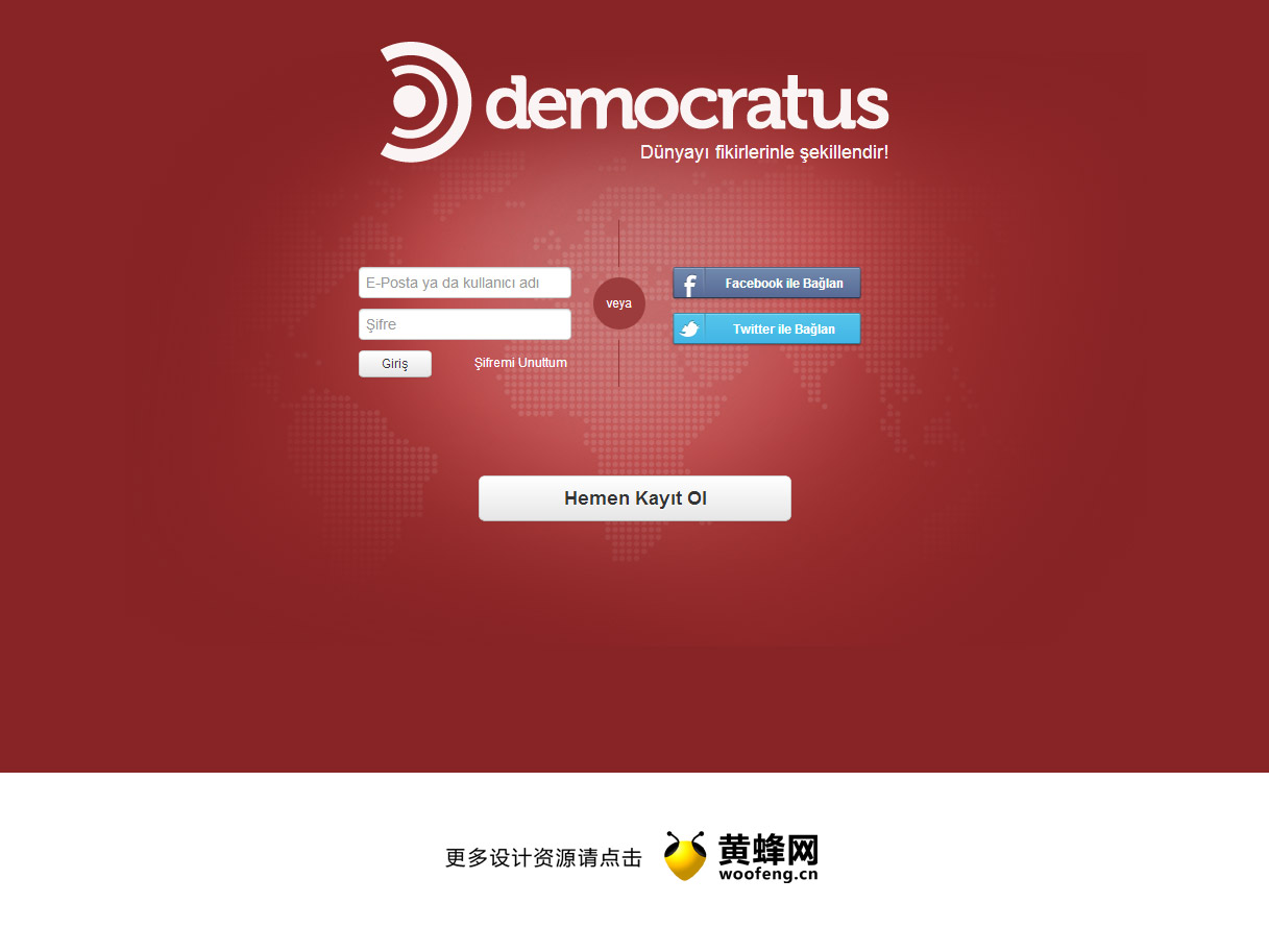 democratus网站登录界面设计，来源自黄蜂网https://woofeng.cn/webcut/