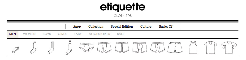 etiquette购物网站导航设计，来源自黄蜂网https://woofeng.cn/webcut/