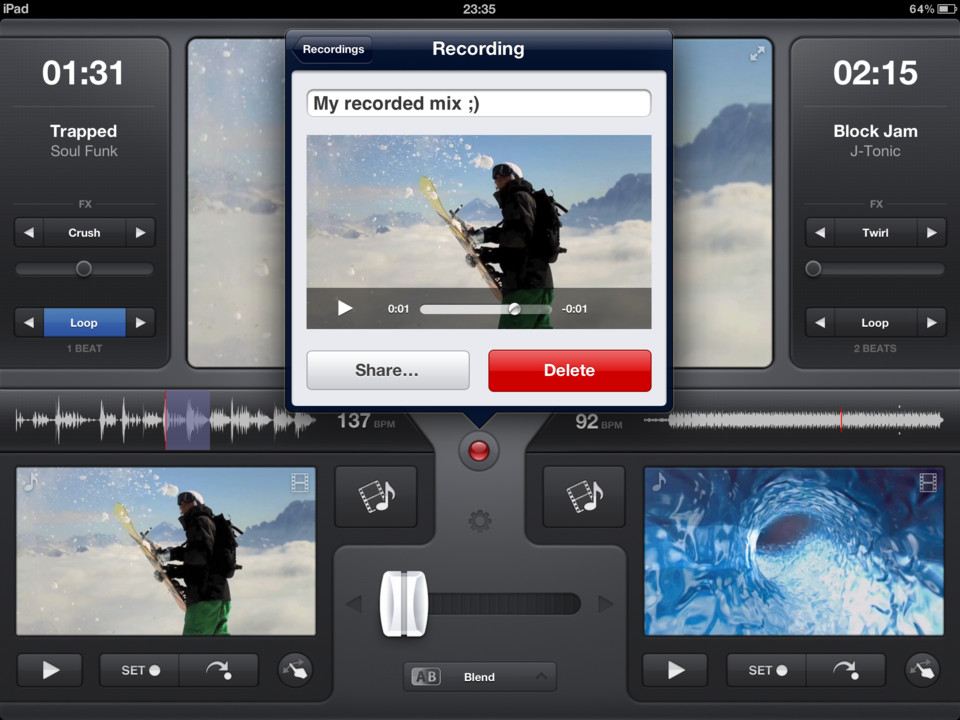 vjay音乐和视频的混搭机iPad应用界面设计，来源自黄蜂网https://woofeng.cn/ipad/