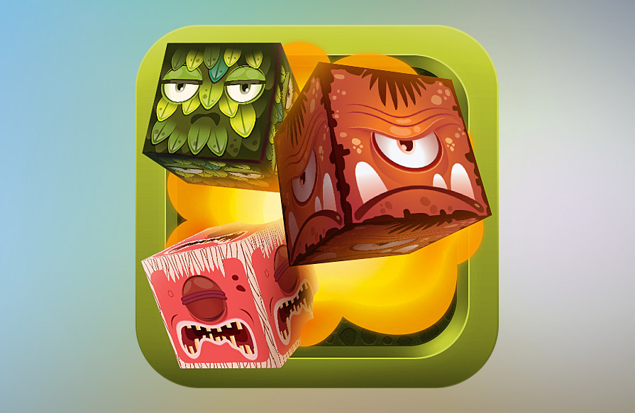 Monster Cube游戏应用图标设计，来源自黄蜂网https://woofeng.cn/gui/