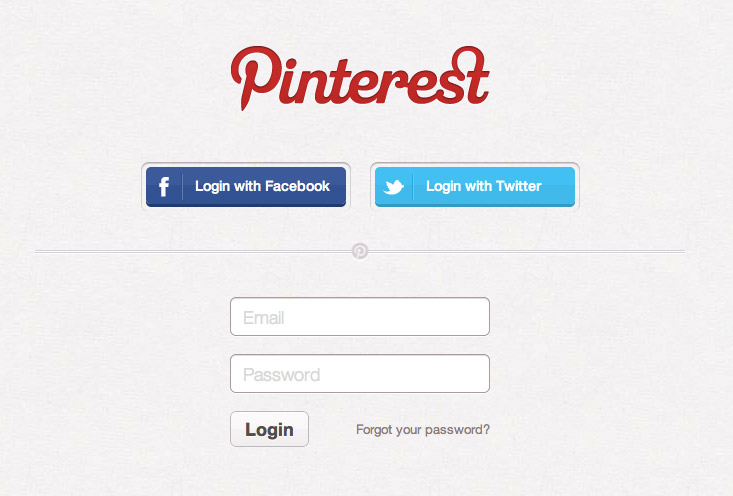 Pinterest网站登录界面设计，来源自黄蜂网https://woofeng.cn/webcut/