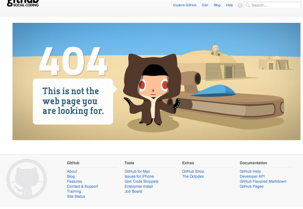 GitHub网站创意404页面设计，来源自黄蜂网https://woofeng.cn/webcut/