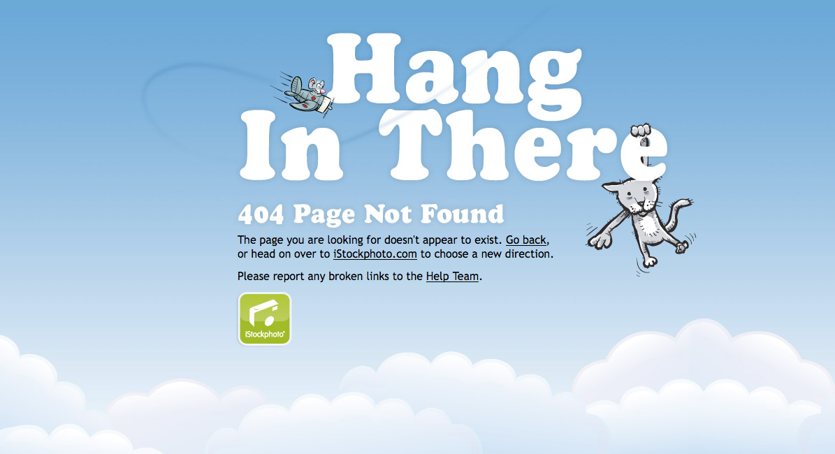 iStockphoto网站可爱的创意404页面设计，来源自黄蜂网https://woofeng.cn/webcut/