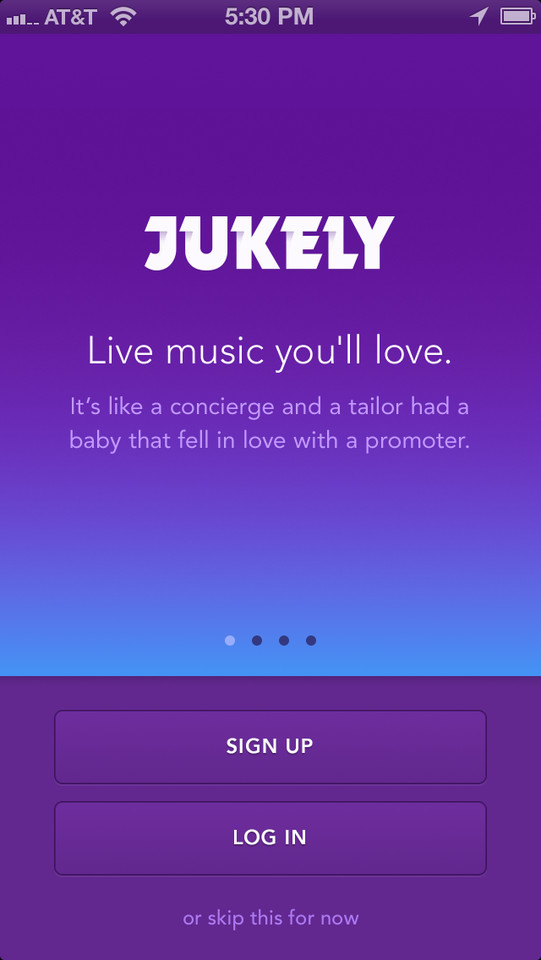 Jukely现场音乐表演手机应用界面设计，来源自黄蜂网https://woofeng.cn/mobile/