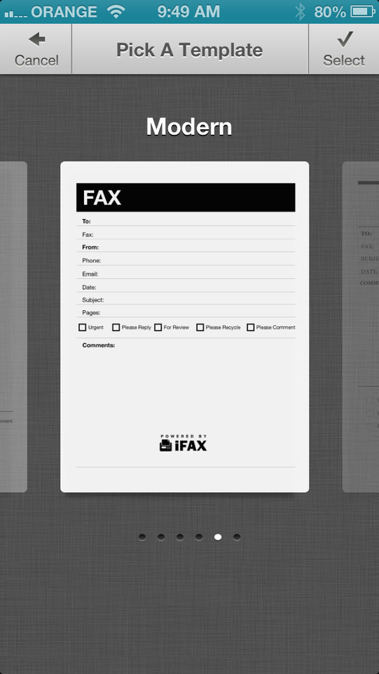 iFax发送和接收传真手机应用界面设计，来源自黄蜂网https://woofeng.cn/mobile/