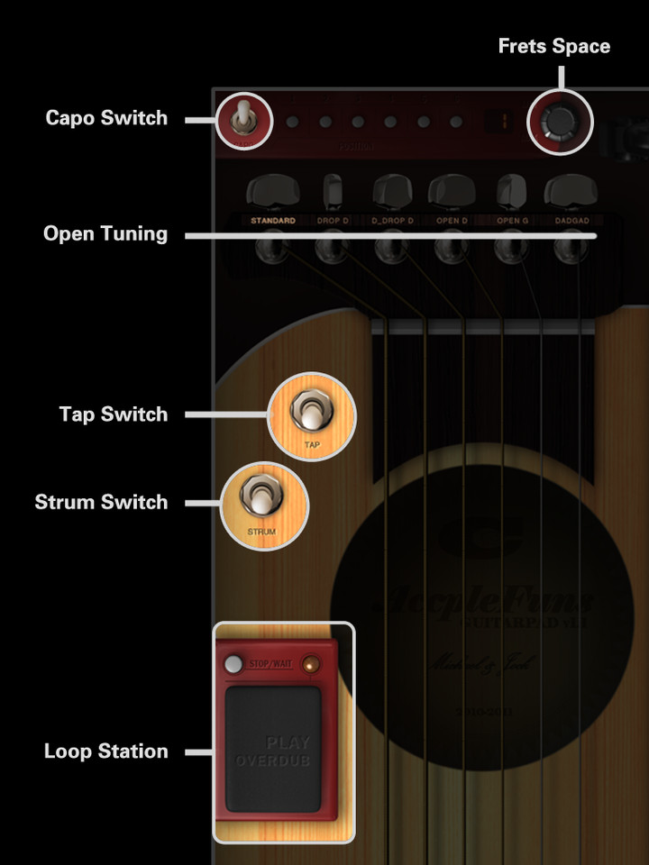 GuitarPad吉他iPad应用界面设计，来源自黄蜂网https://woofeng.cn/ipad/