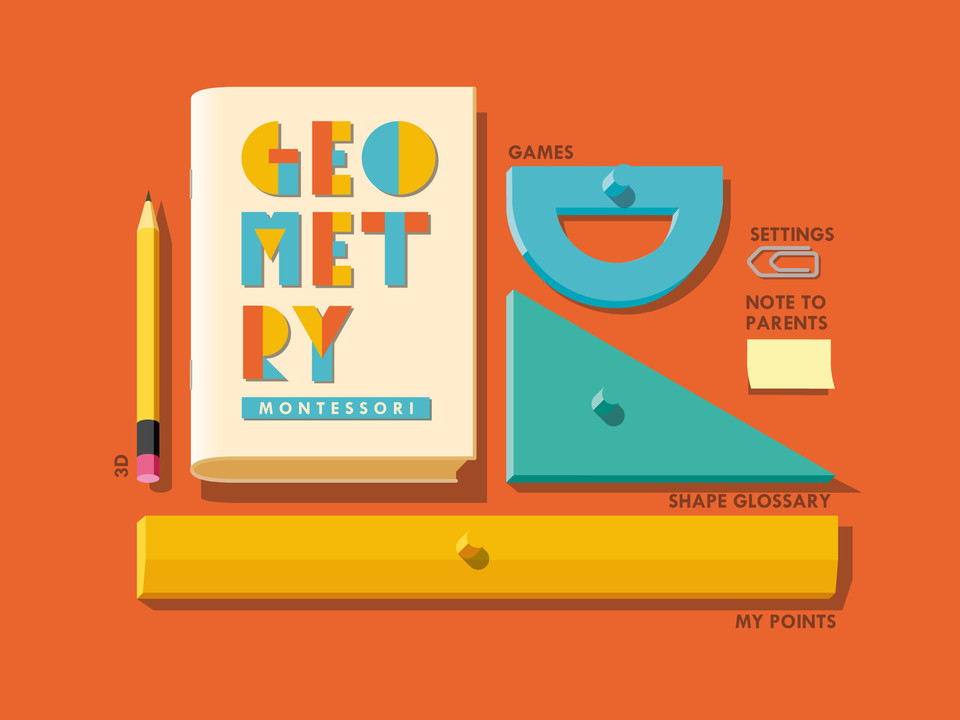 Montessori Geometry几何学习iPad应用界面设计，来源自黄蜂网https://woofeng.cn/ipad/