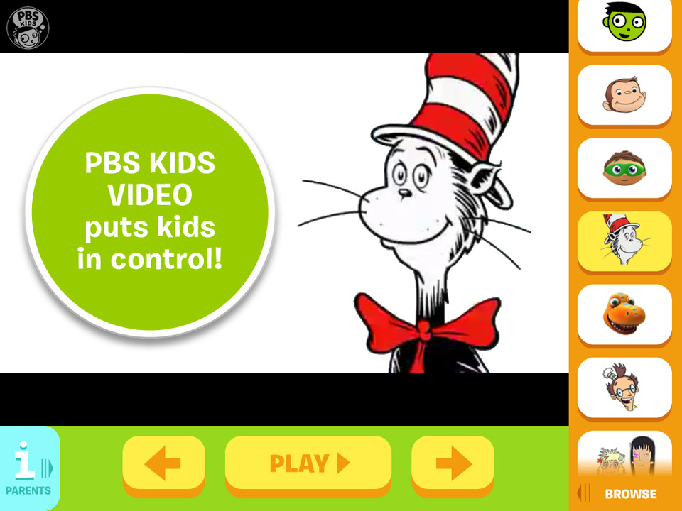 PBS KIDS视频学习iPad应用界面设计，来源自黄蜂网https://woofeng.cn/ipad/