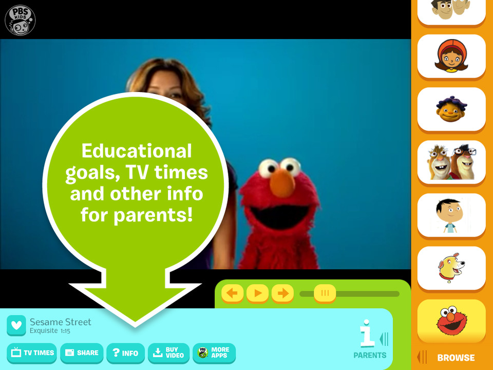 PBS KIDS视频学习iPad应用界面设计，来源自黄蜂网https://woofeng.cn/ipad/