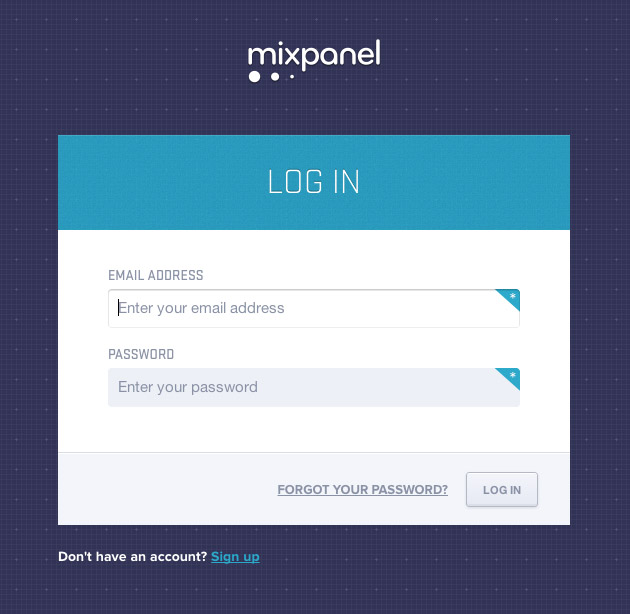 Mixpanel登陆界面设计，来源自黄蜂网https://woofeng.cn/webcut/