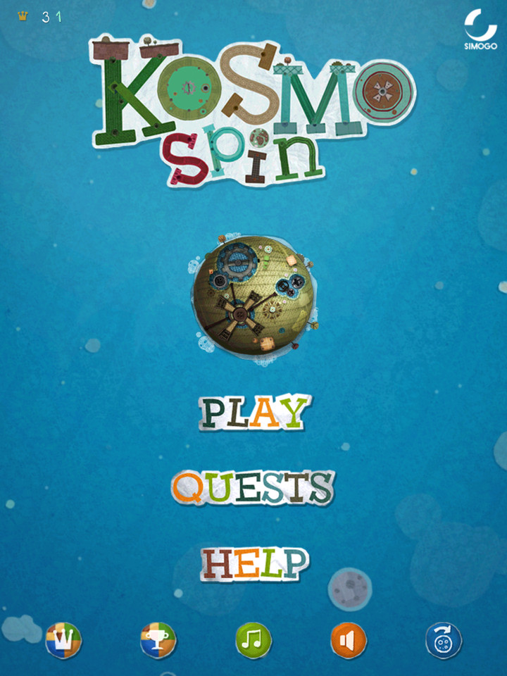 Kosmo Spin iPad游戏界面设计，来源自黄蜂网https://woofeng.cn/ipad/