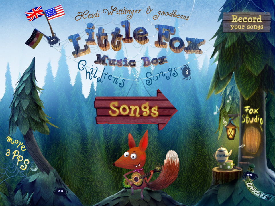 小狐狸音乐盒儿童歌曲iPad应用界面设计，来源自黄蜂网https://woofeng.cn/ipad/