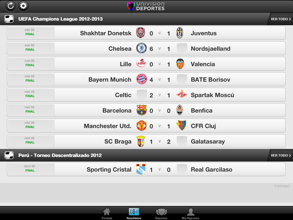 Univision Deportes足球新闻iPad应用界面设计，来源自黄蜂网https://woofeng.cn/ipad/
