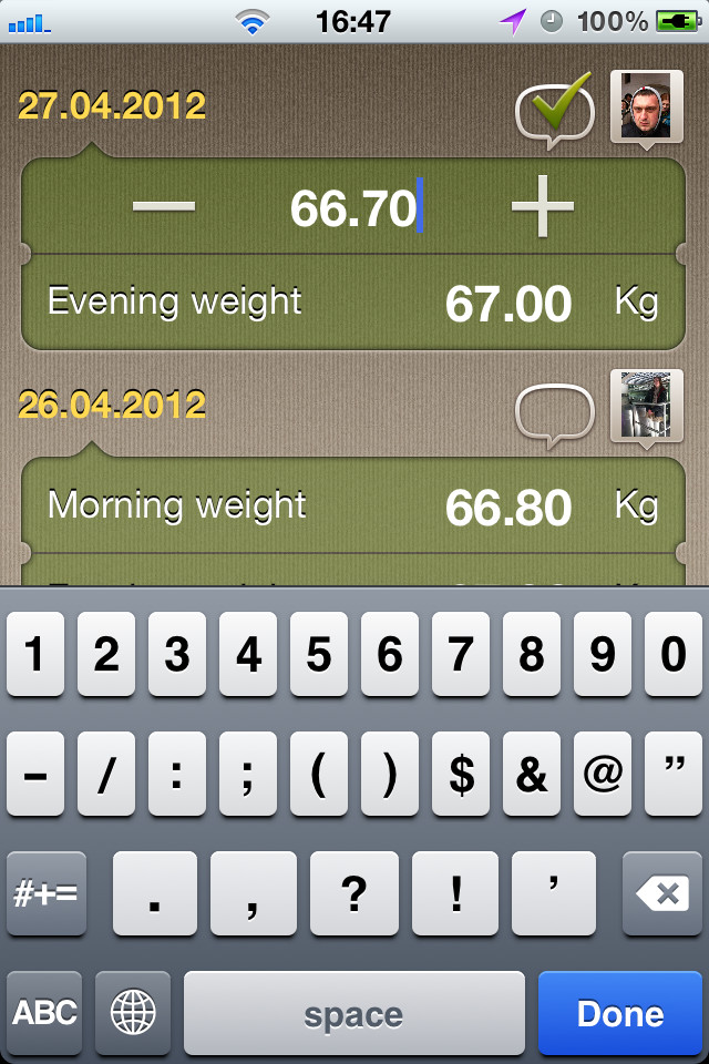 WeightMeter每天追踪你的体重手机应用界面设计，来源自黄蜂网https://woofeng.cn/mobile/