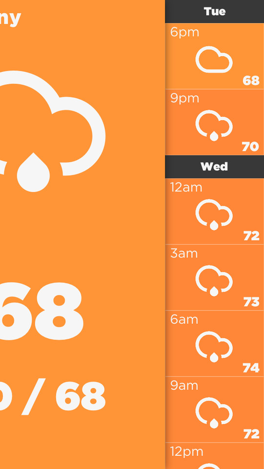 Breezi天气预报应用程序界面设计，来源自黄蜂网https://woofeng.cn/mobile/