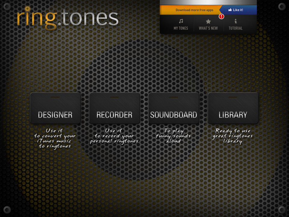 Ringtones gold edition铃声制作程序iPad界面设计，来源自黄蜂网https://woofeng.cn/ipad/
