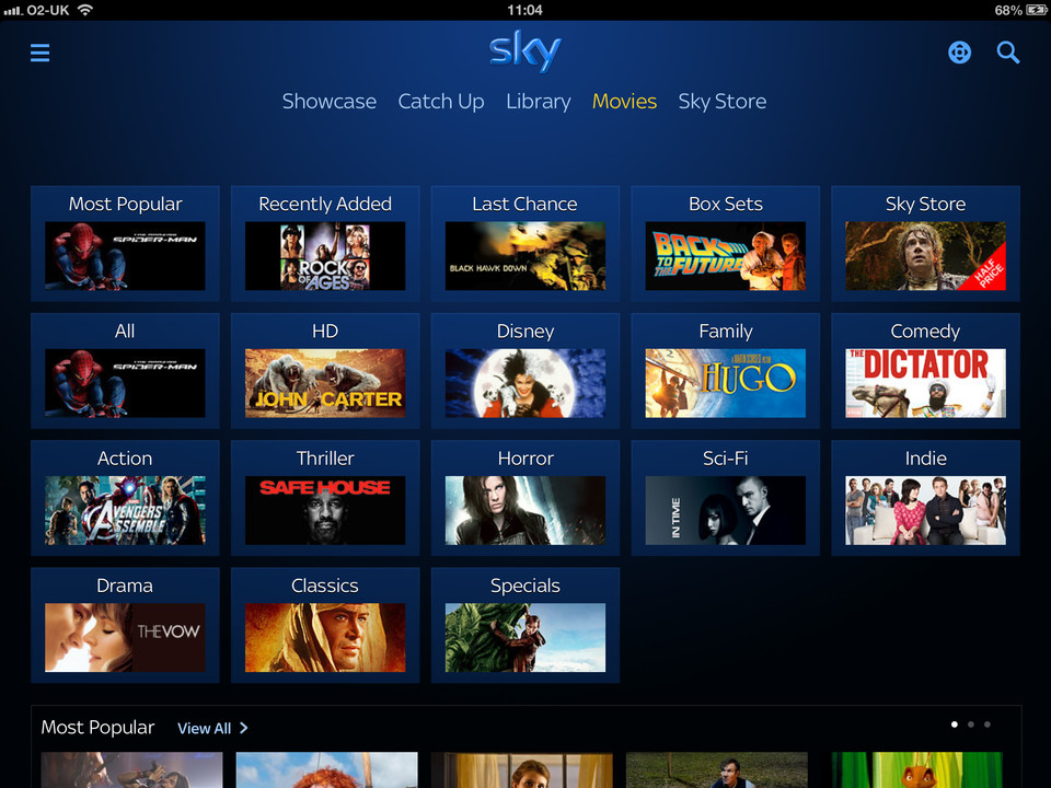 Sky+电视娱乐iPad应用，来源自黄蜂网https://woofeng.cn/