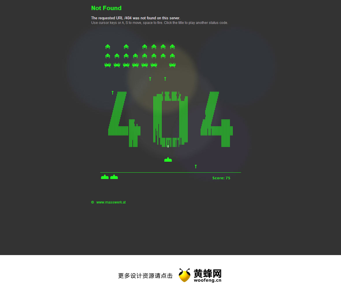 masswerk创意404页面设计，来源自黄蜂网https://woofeng.cn/