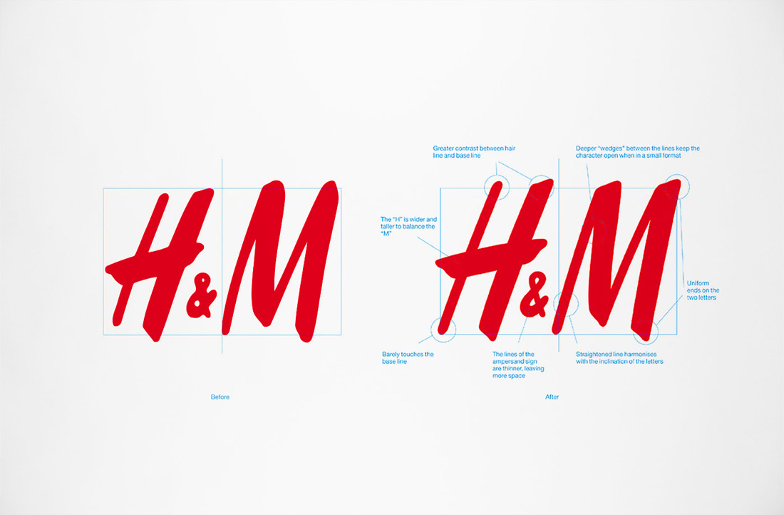 H&M企业VI视觉识别系统设计欣赏，来源自黄蜂网https://woofeng.cn/