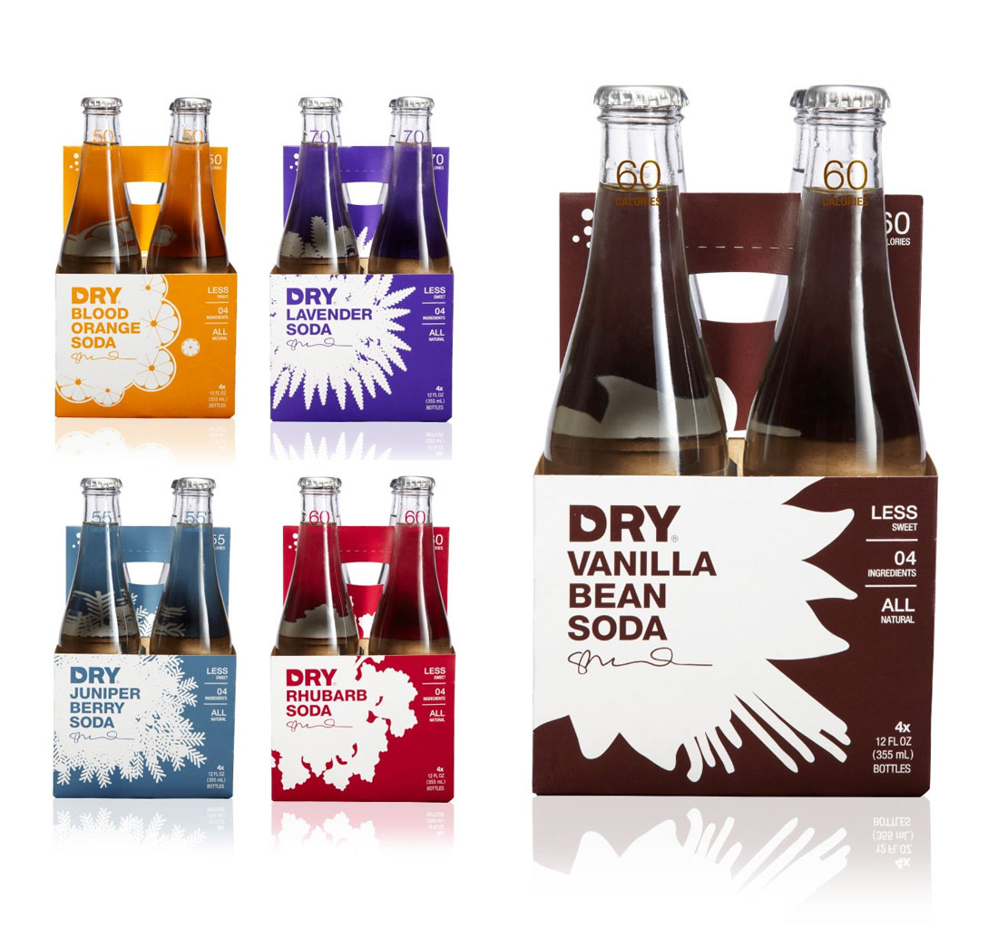 DRY SODA品牌包装设计欣赏，来源自黄蜂网https://woofeng.cn/