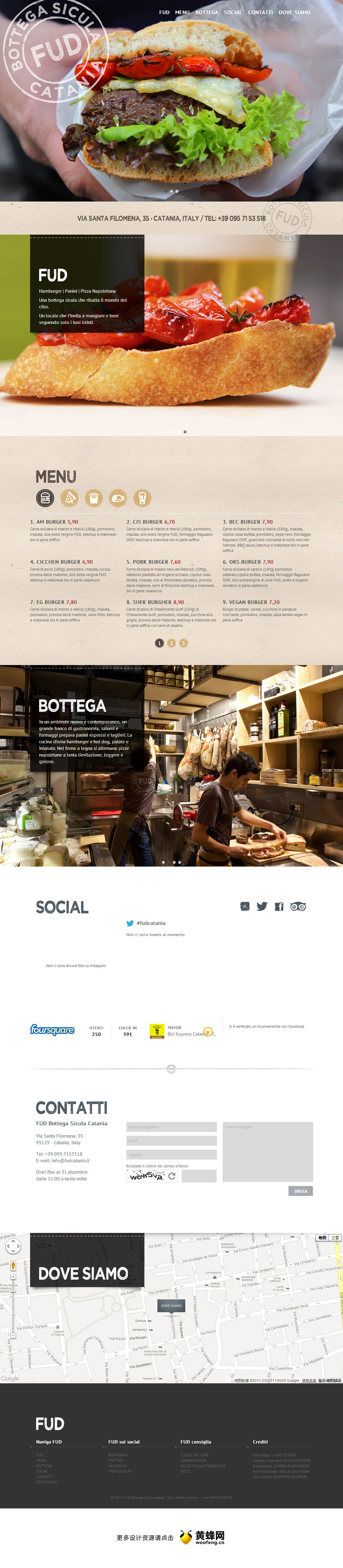 FUD Bottega Sicula餐厅网站，来源自黄蜂网https://woofeng.cn/