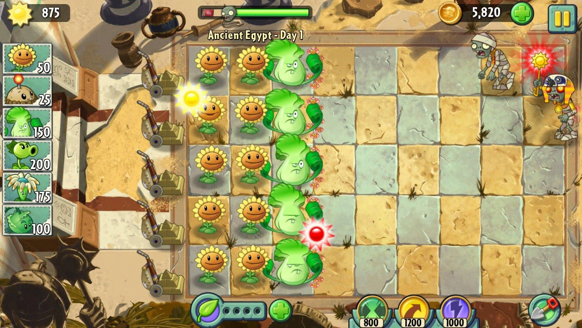 植物大战僵尸 2（Plants Vs. Zombies 2）手机游戏界面，来源自黄蜂网https://woofeng.cn/